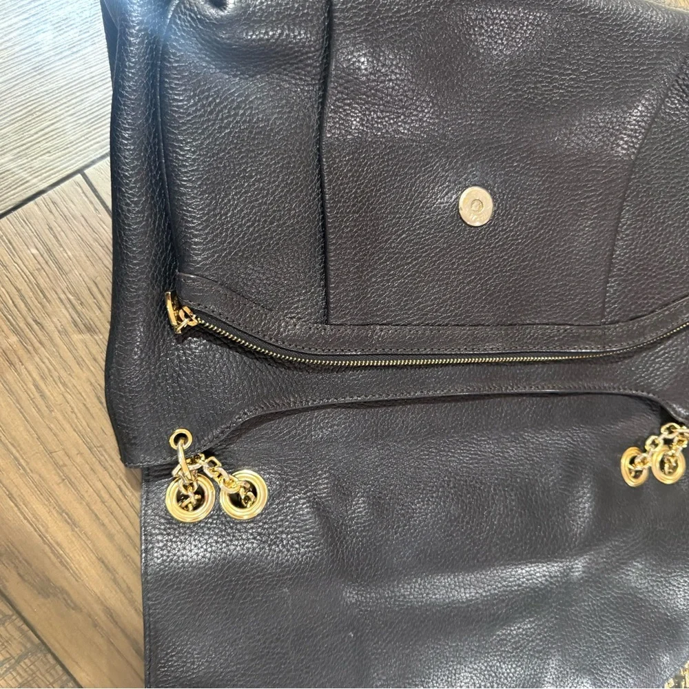 MCM Black Pebbled Leather Studded Flap Shoulder Bag w/ Chain Strap Vintage rare